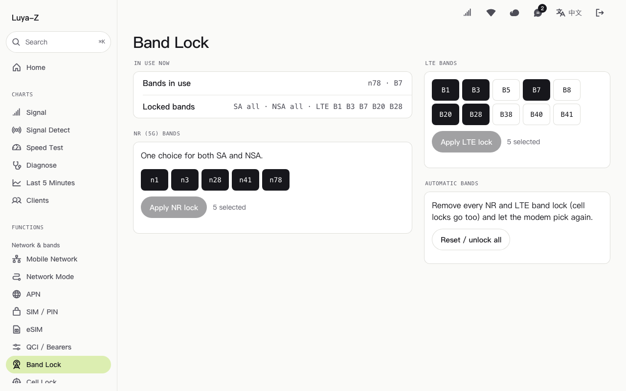 Band lock that checks itself